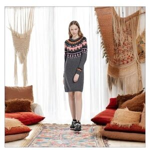 Noisy May Sweater dress -Grey -Beautiful Fair aisle pattern NWOT -Sz M​​​​​